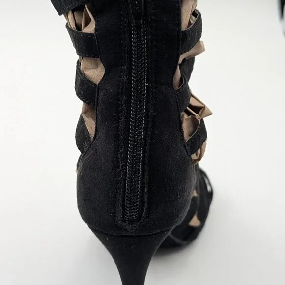 DIBA Black Velvet Strappy Gladiator Stiletto Sandals, Size 7.5M - NEVER WORN - Picture 4 of 7
